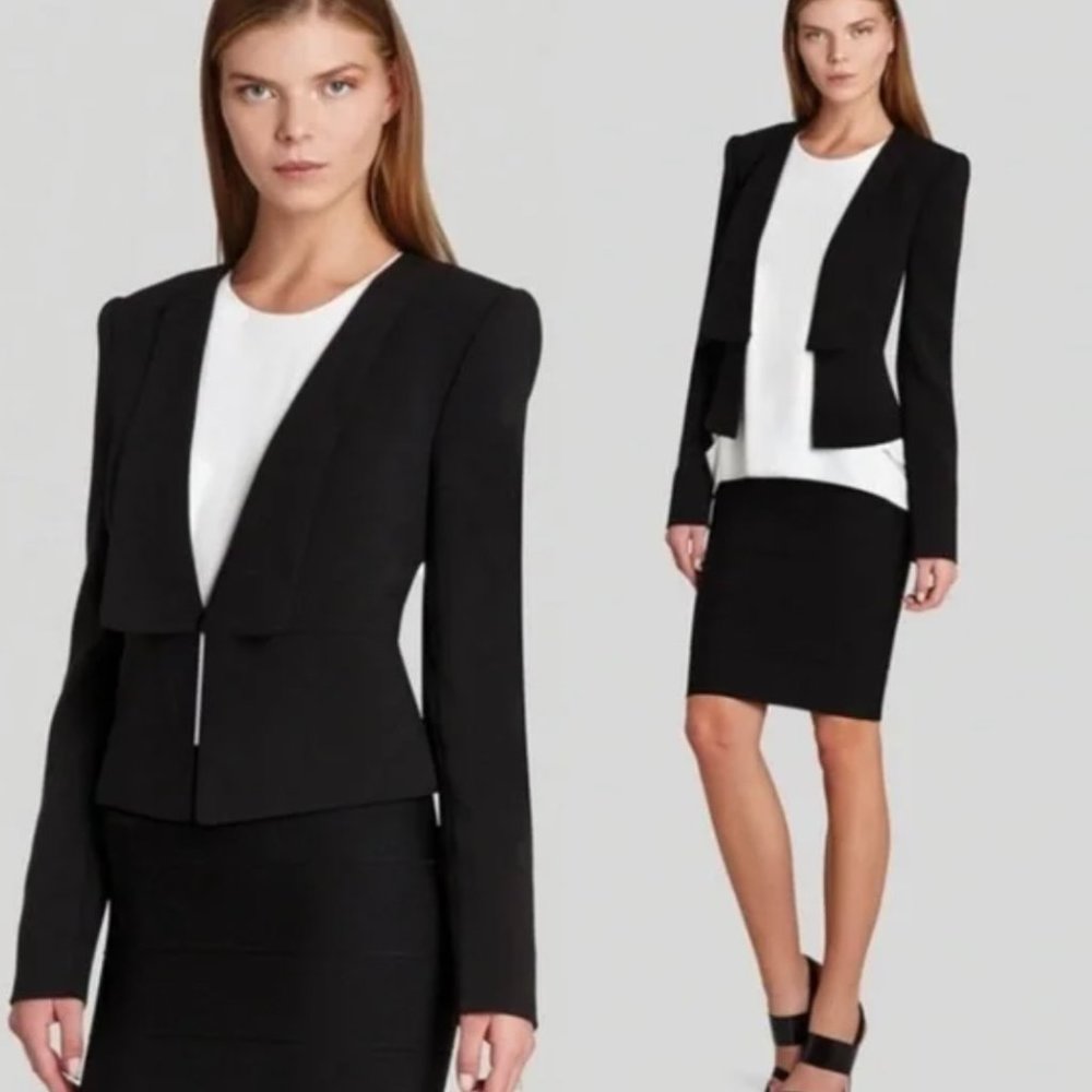 BCBGMAXAZRIA Penn Shawl Collar Peplum Blazer Large - Picture 3 of 8
